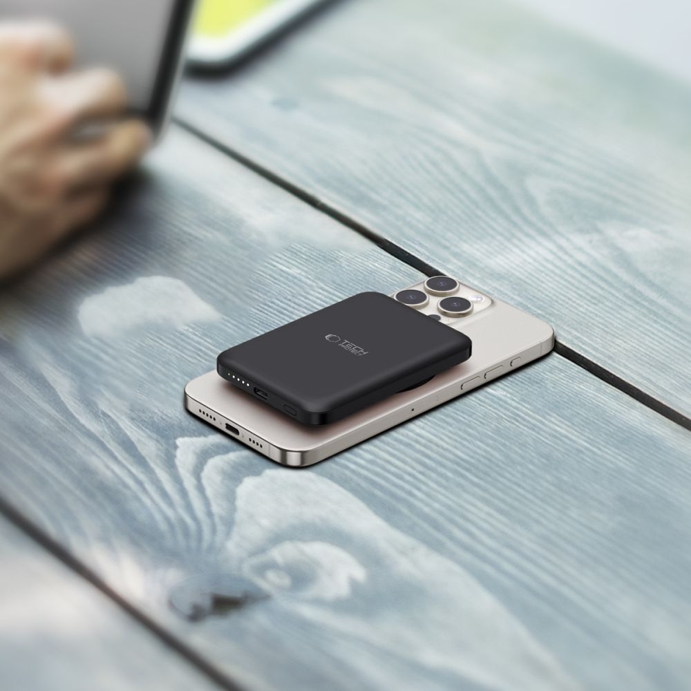 Tech-Protect PB10 LifeMag MagSafe Powerbank 5000 mAh 15W - fekete színben