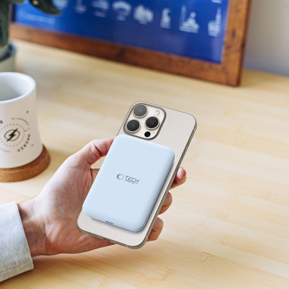 Tech-Protect PB10 LifeMag MagSafe Powerbank 5000 mAh 15W - kék színben