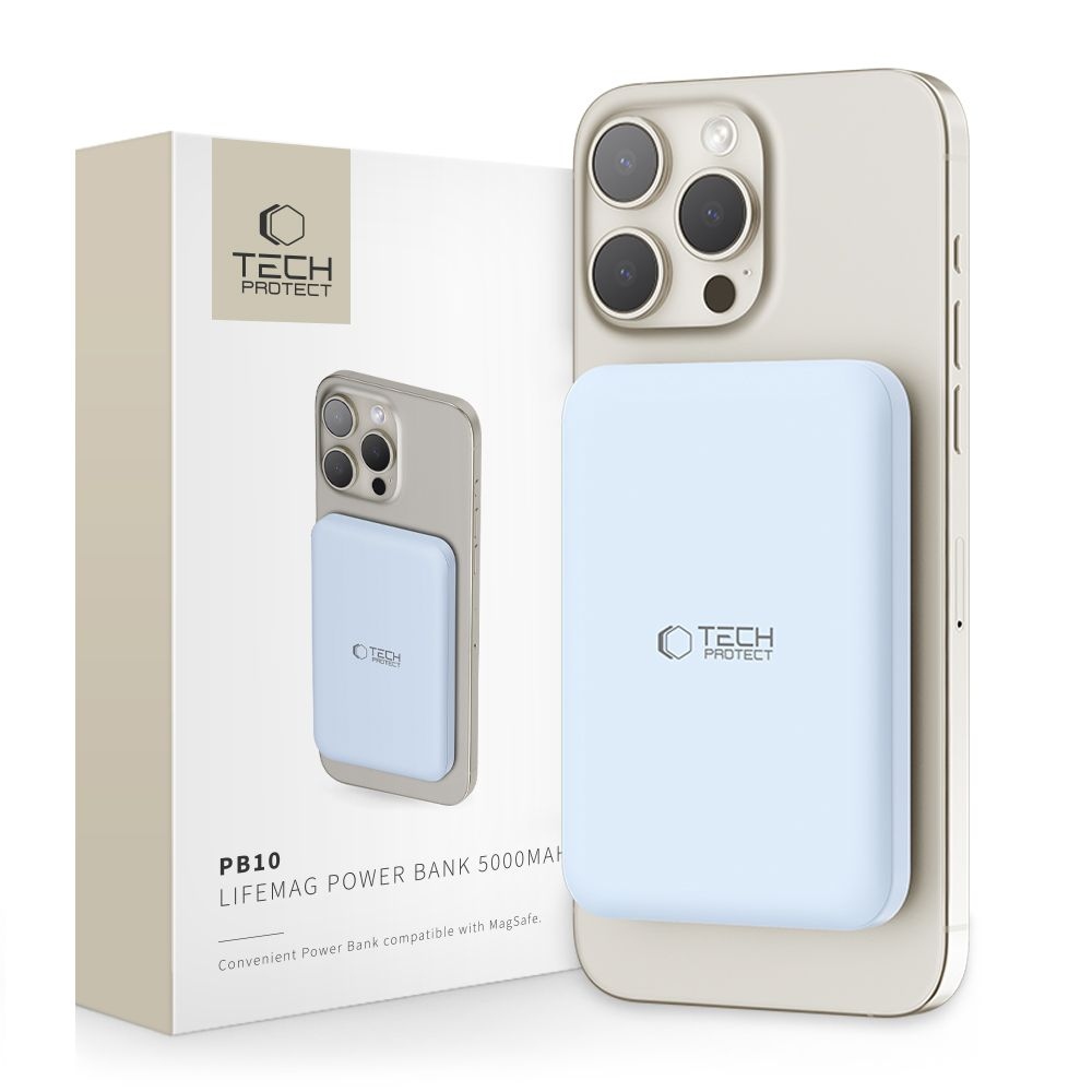 Tech-Protect PB10 LifeMag MagSafe Powerbank 5000 mAh 15W - kék színben