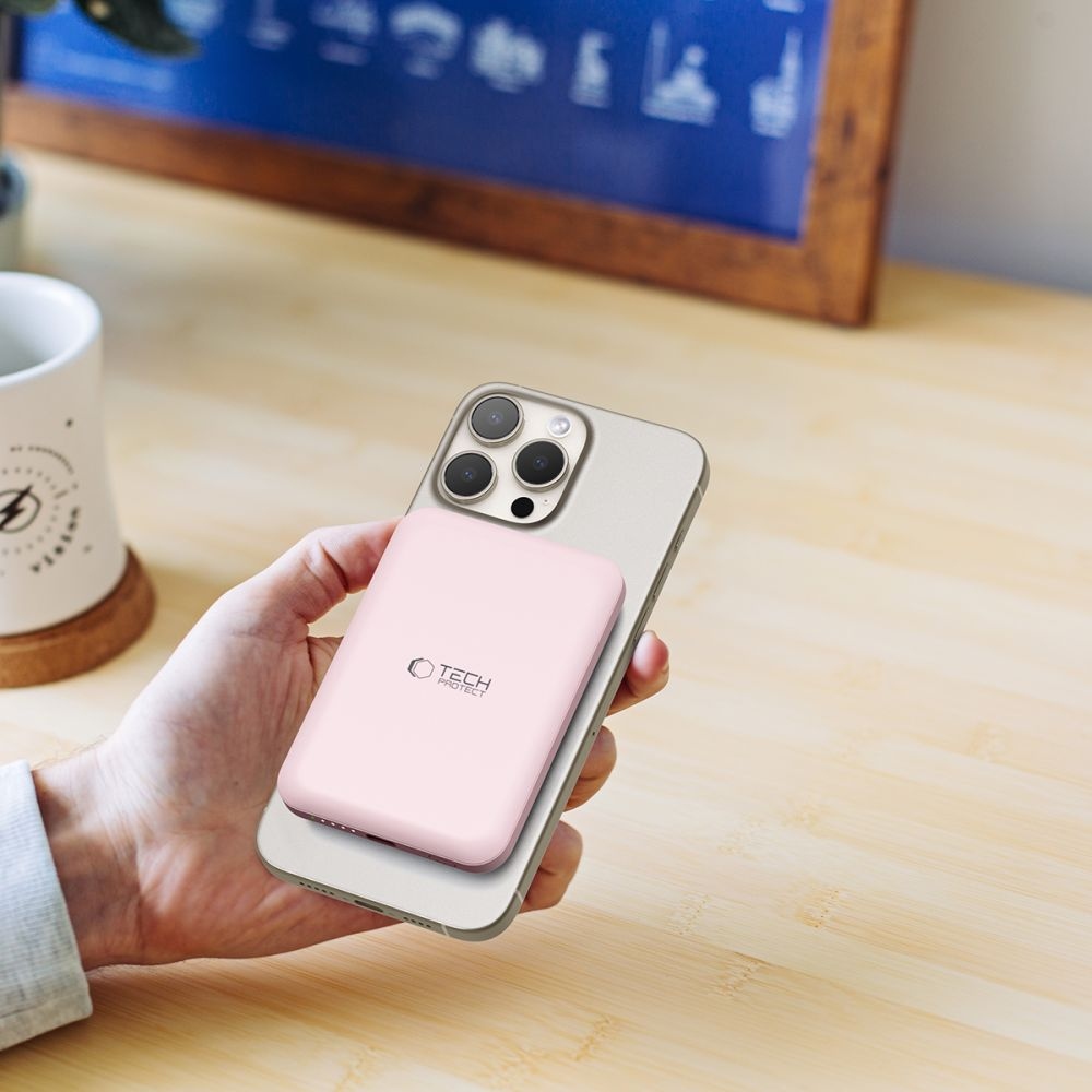 Tech-Protect PB10 LifeMag MagSafe Powerbank 5000 mAh 15W - rózsaszínű