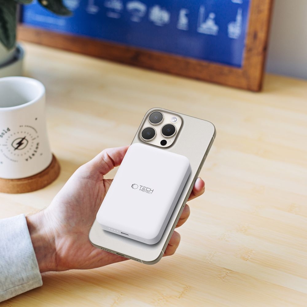 Tech-Protect PB11 LifeMag MagSafe Powerbank 10000 mAh 15W - fehér