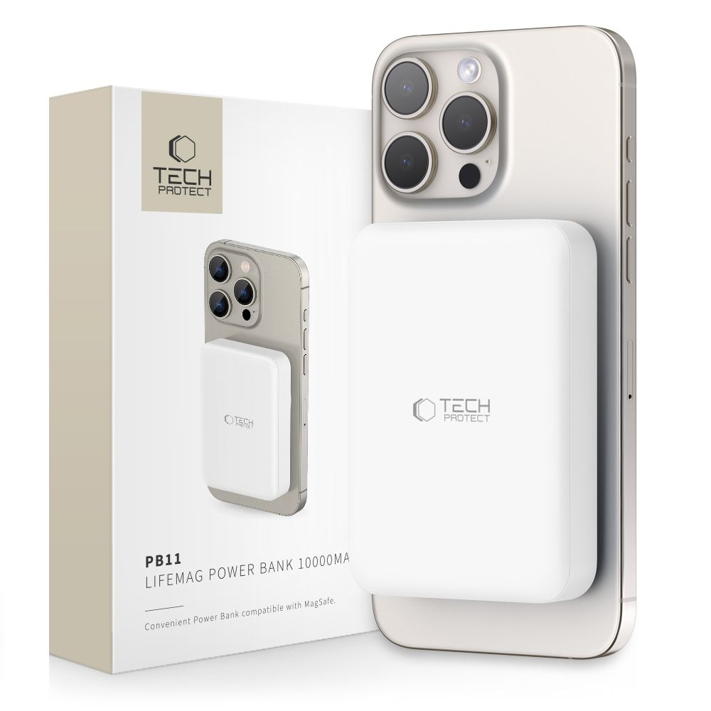 Tech-Protect PB11 LifeMag MagSafe Powerbank 10000 mAh 15W - fehér