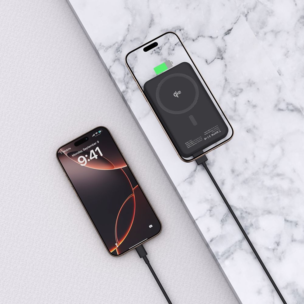 Tech-Protect PB24 LifeMag Qi2 MagSafe Powerbank 10000mAh 15W - fekete színben
