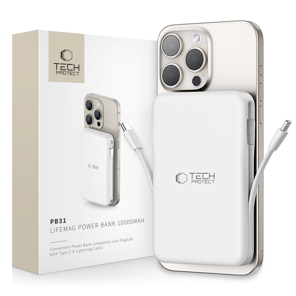 Tech-Protect PB31 LifeMag MagSafe Powerbank 10000 mAh 15W - fehér