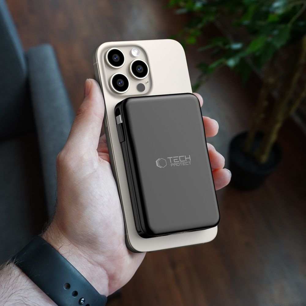 Tech-Protect PB31 LifeMag MagSafe Powerbank 10000 mAh 15W - fekete színben