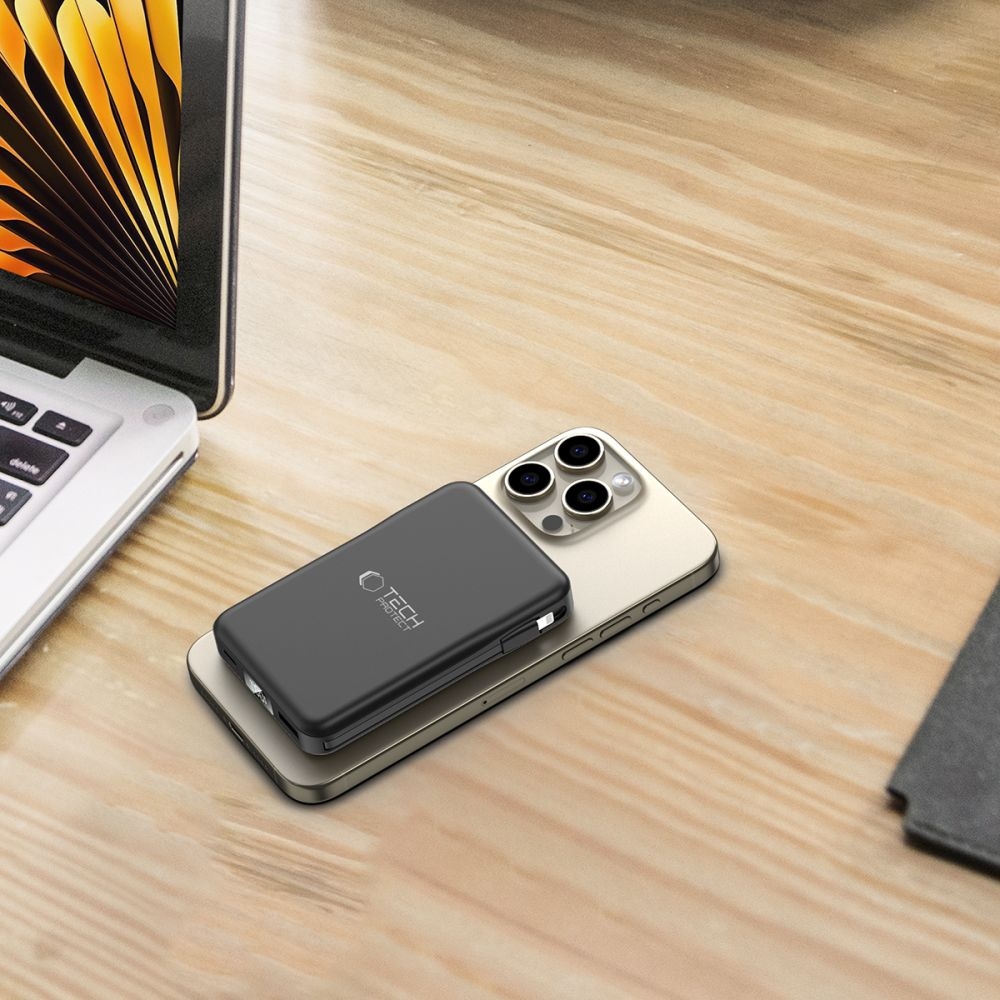 Tech-Protect PB31 LifeMag MagSafe Powerbank 10000 mAh 15W - fekete színben
