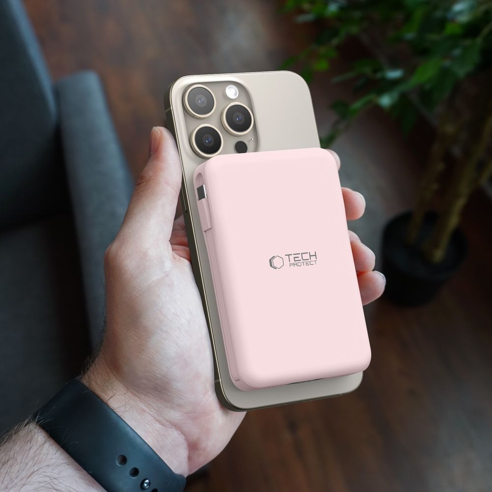 Tech-Protect PB31 LifeMag MagSafe Powerbank 10000 mAh 15W - világos rózsaszínű