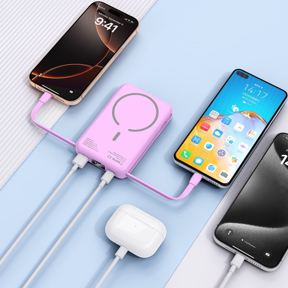 Tech-Protect PB31 LifeMag MagSafe Powerbank 10000 mAh 15W - sötét rózsaszínű