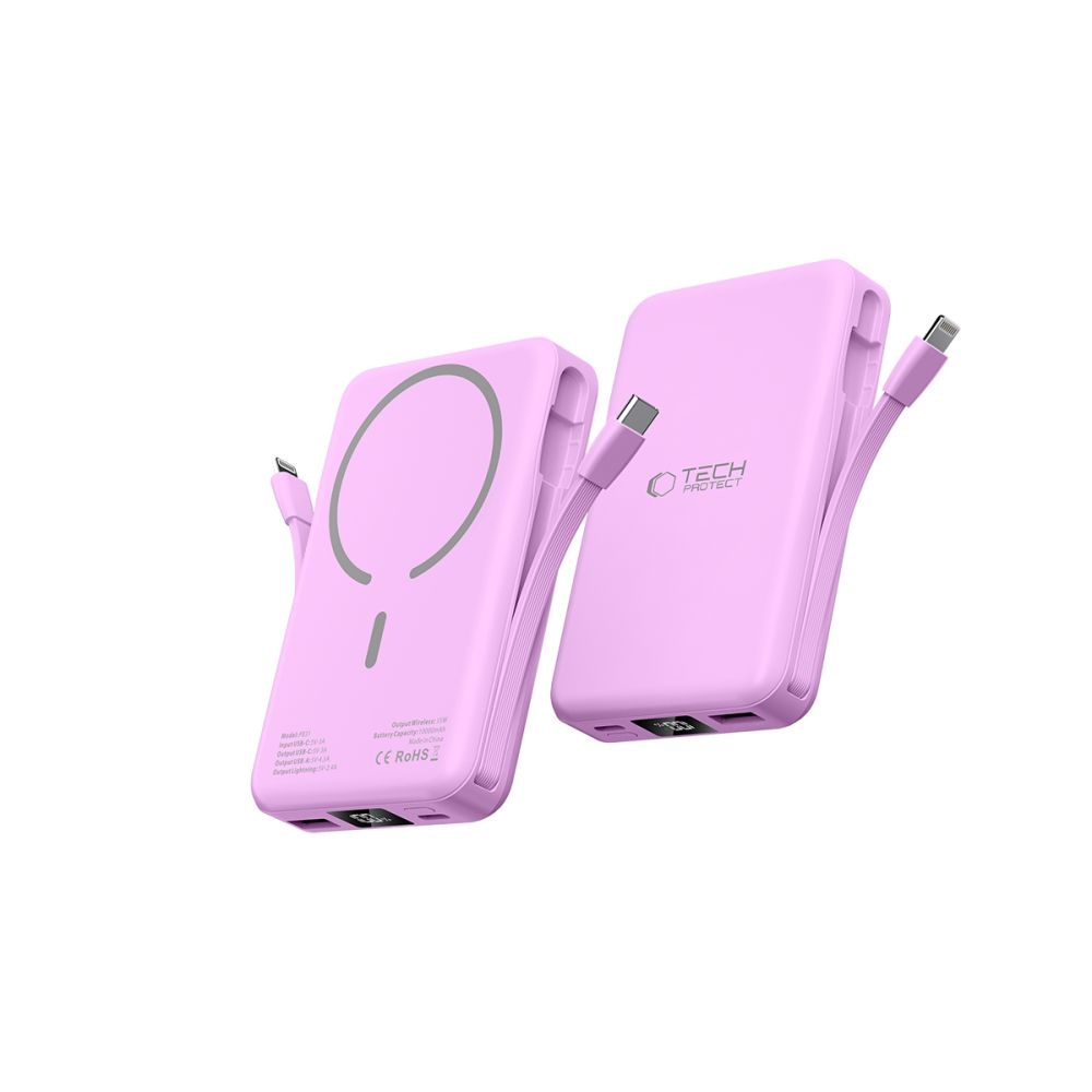 Tech-Protect PB31 LifeMag MagSafe Powerbank 10000 mAh 15W - sötét rózsaszínű