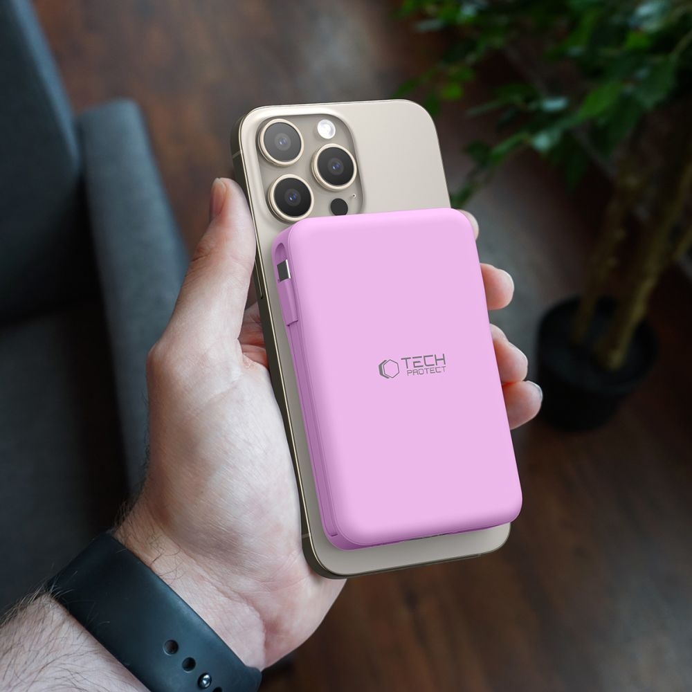 Tech-Protect PB31 LifeMag MagSafe Powerbank 10000 mAh 15W - sötét rózsaszínű