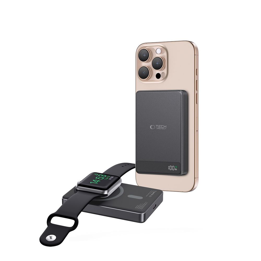 Tech-Protect PB33 LifeMag MagSafe Powerbank 5000 mAh 15W - fekete színben