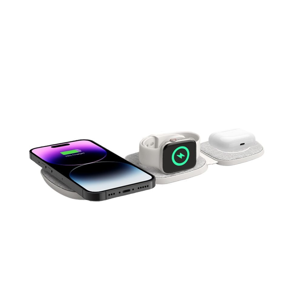 Tech-Protect QI15W-A32 3 az 1-ben utazási töltőállvány MagSafe-rel - szürke