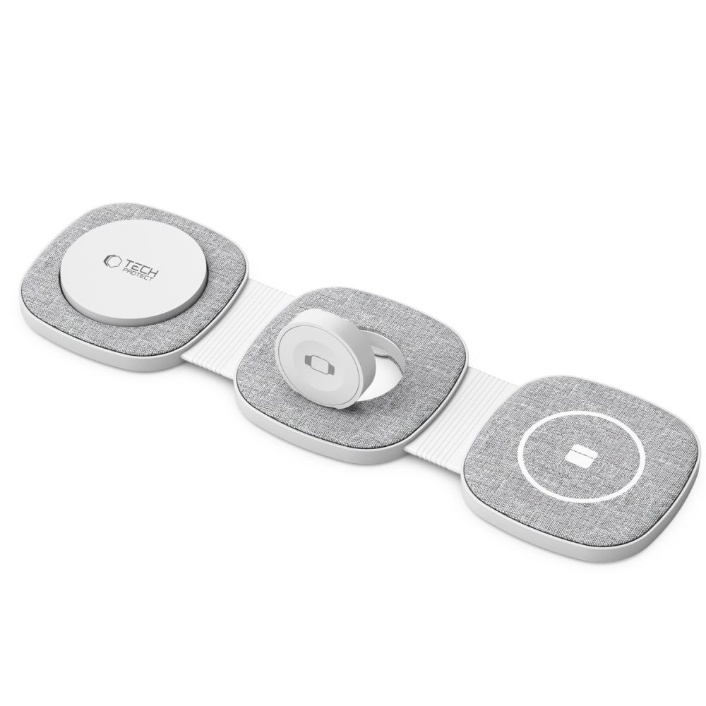 Tech-Protect QI15W-A32 3 az 1-ben utazási töltőállvány MagSafe-rel - szürke