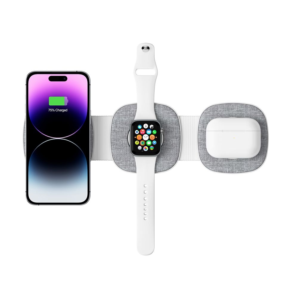 Tech-Protect QI15W-A32 3 az 1-ben utazási töltőállvány MagSafe-rel - szürke