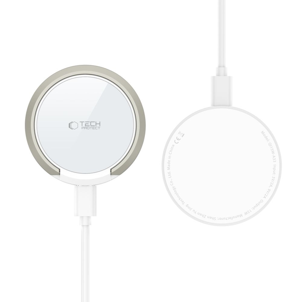 Tech-Protect QI15W-A33 vezeték nélküli MagSafe töltő állvánnyal - fehér színben