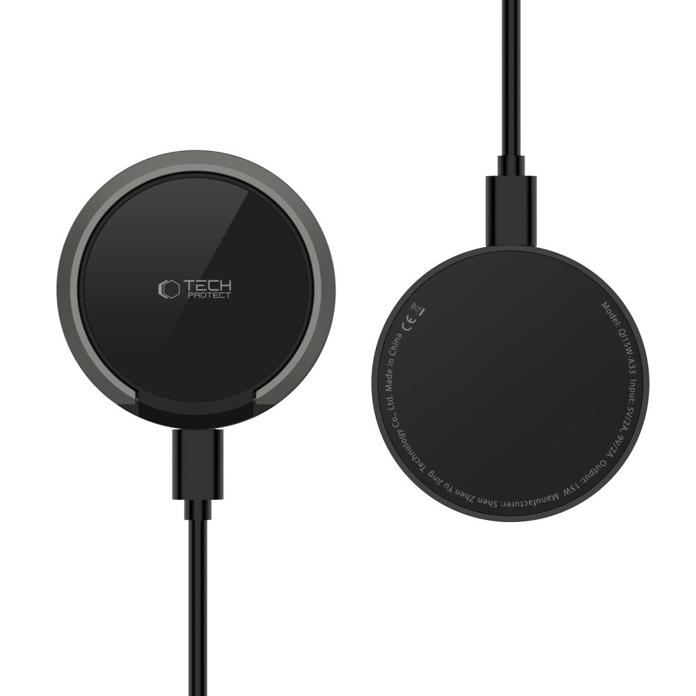 Tech-Protect QI15W-A33 vezeték nélküli MagSafe töltő állvánnyal - Fekete