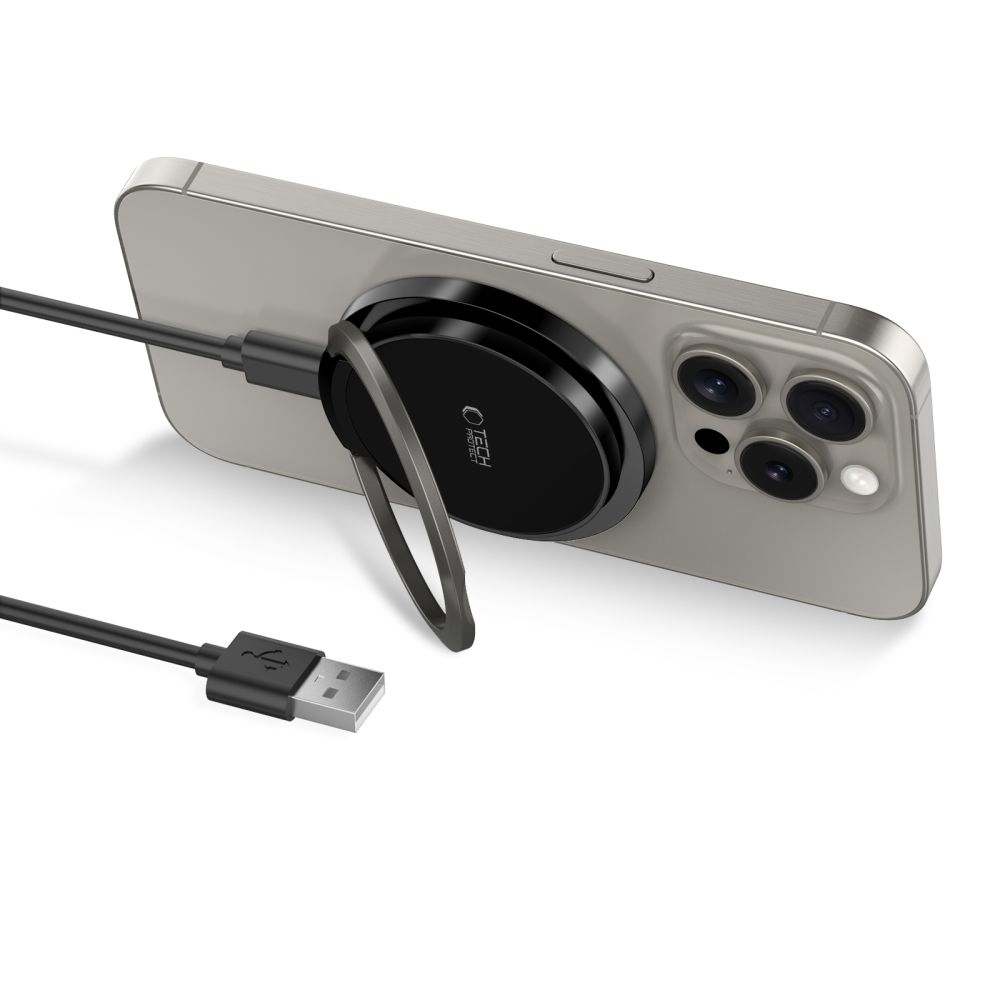 Tech-Protect QI15W-A33 vezeték nélküli MagSafe töltő állvánnyal - Fekete