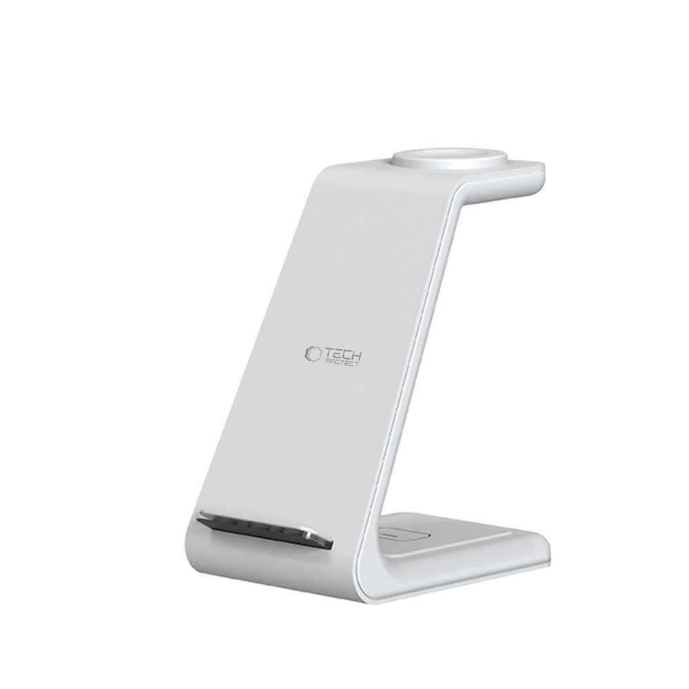 Tech-Protect QI15W-A36 3 az 1-ben töltőállvány Apple iPhone, Watch és AirPods készülékekhez - Fehér színben
