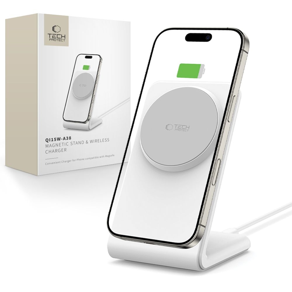 Tech-Protect QI15W-A38 mágneses MagSafe töltőállvány - fehér