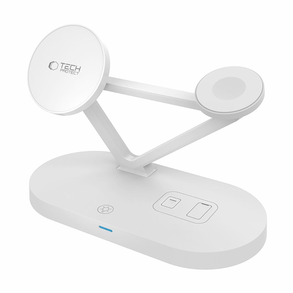 Tech-Protect QI15W-A41 3in1 vezeték nélküli MagSafe töltőállvány - Fehér színben