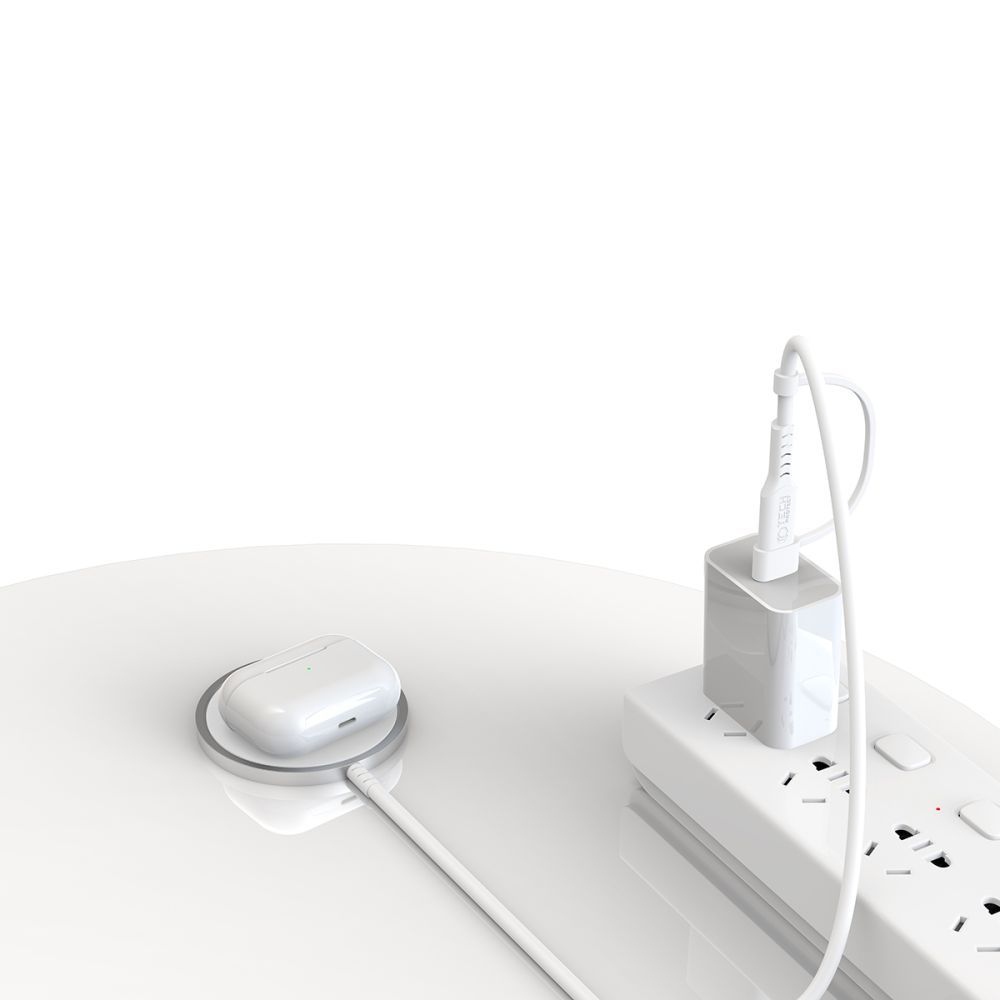 Tech-Protect QI15W-A44 vezeték nélküli MagSafe töltő USB-C és USB-A csatlakozóval - fehér színben