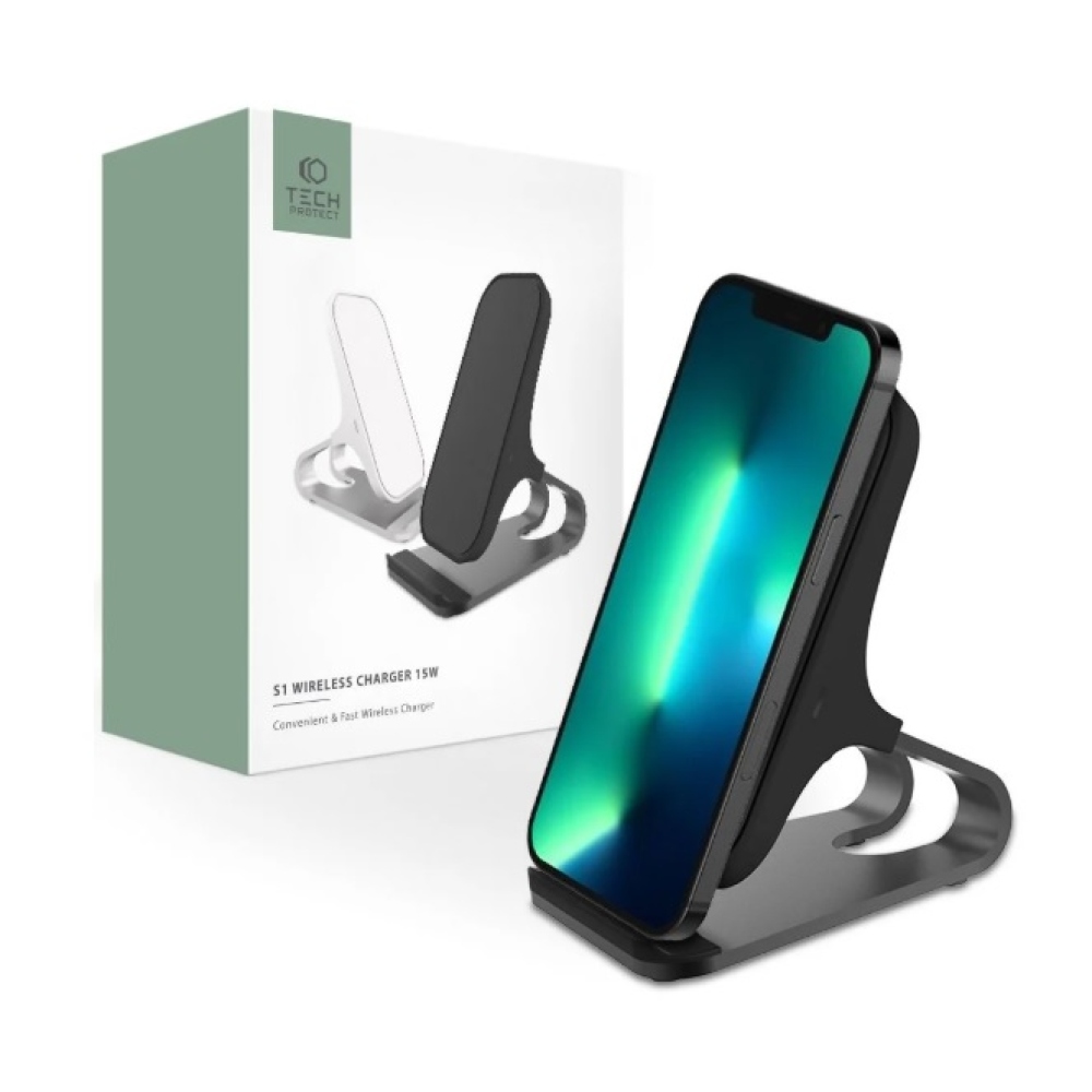 Tech-Protect S1 vezeték nélküli töltő 15W - fekete