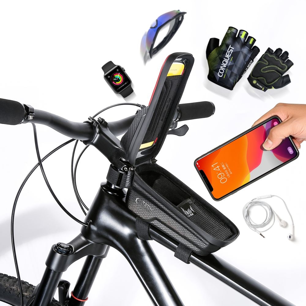 Tech-Protect SAKWA V2 M kerékpártáska mobiltelefontartóval - fekete