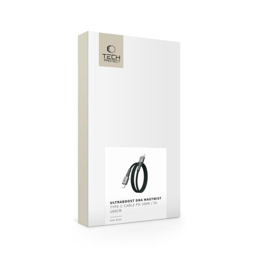 Tech-Protect UltraBoost DNA MagTwist USB-C/USB-C kábel 100W 1m - szürke