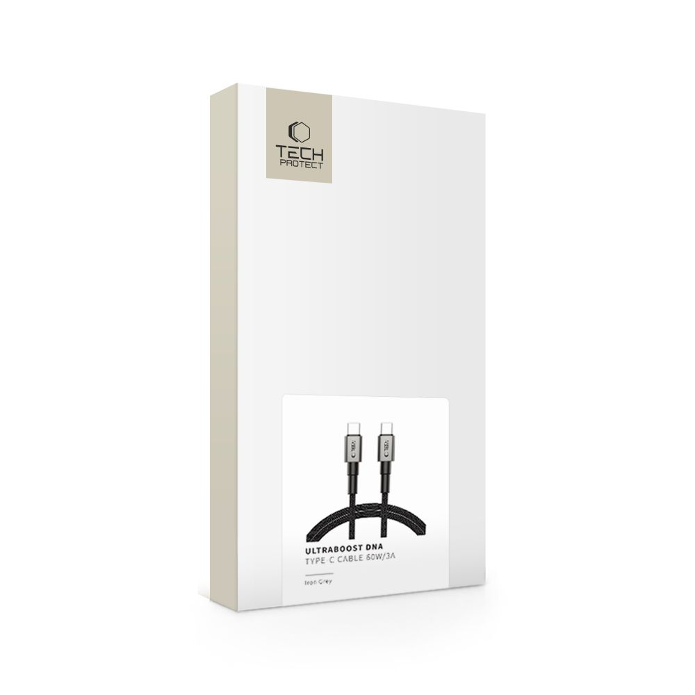 Tech-Protect UltraBoost kábel DNA USB-C/USB-C PD60W/3A 1m - szürke