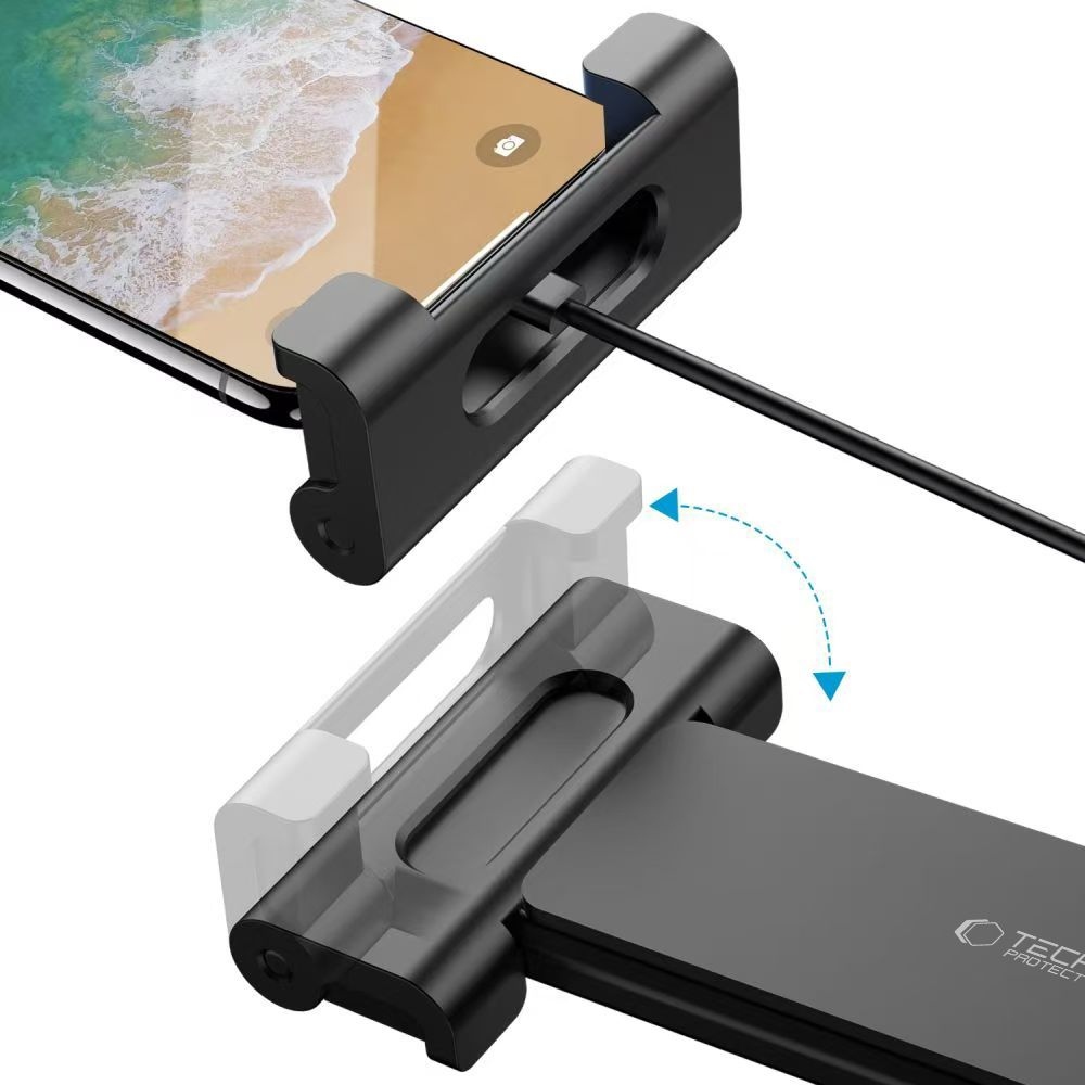 Tech-Protect V1 állítható fejtámla autós tartó tablet és mobiltelefon számára - fekete színben