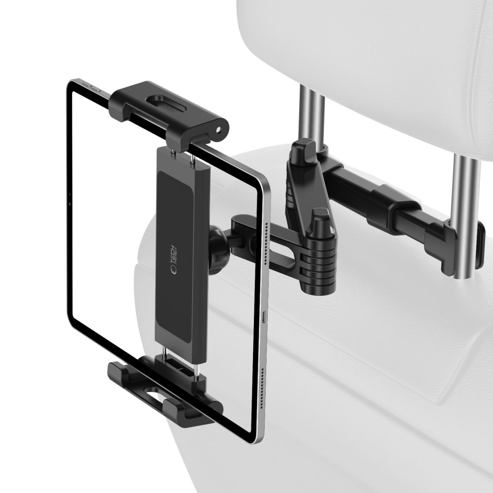 Tech-Protect V1 állítható fejtámla autós tartó tablet és mobiltelefon számára - fekete színben