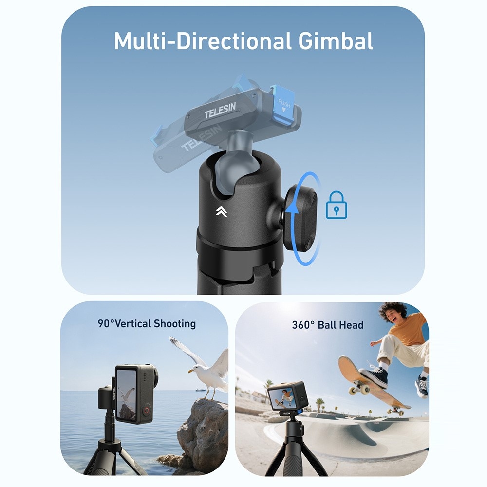 TELESIN teleszkópos szelfibot állvánnyal DJI Osmo 360, Action 5 Pro, 4 és 3 kamerákhoz