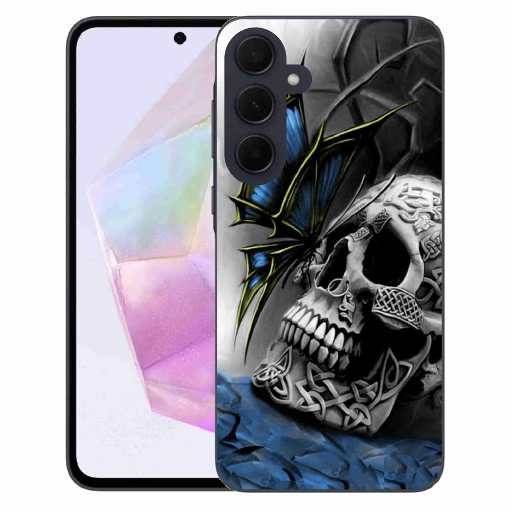 Gél borító mmCase Samsung Galaxy A35 5G - pillangó és koponya - Samsung Galaxy A35 5G számára