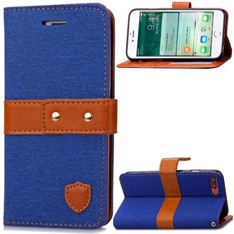TexaCloth PU bőr/textil tok iPhone 7 Plus és iPhone 8 Plus készülékhez - kék