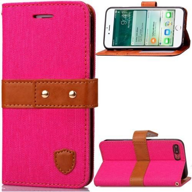 TexaCloth PU bőr/textil tok iPhone 7 Plus és iPhone 8 Plus készülékhez - rózsaszínű