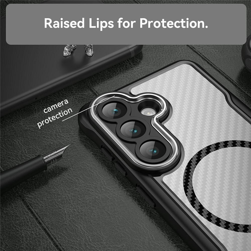 Tartós, textúrált borítás MagSafe támogatással Samsung Galaxy S26/S26 Pro készülékhez - fekete