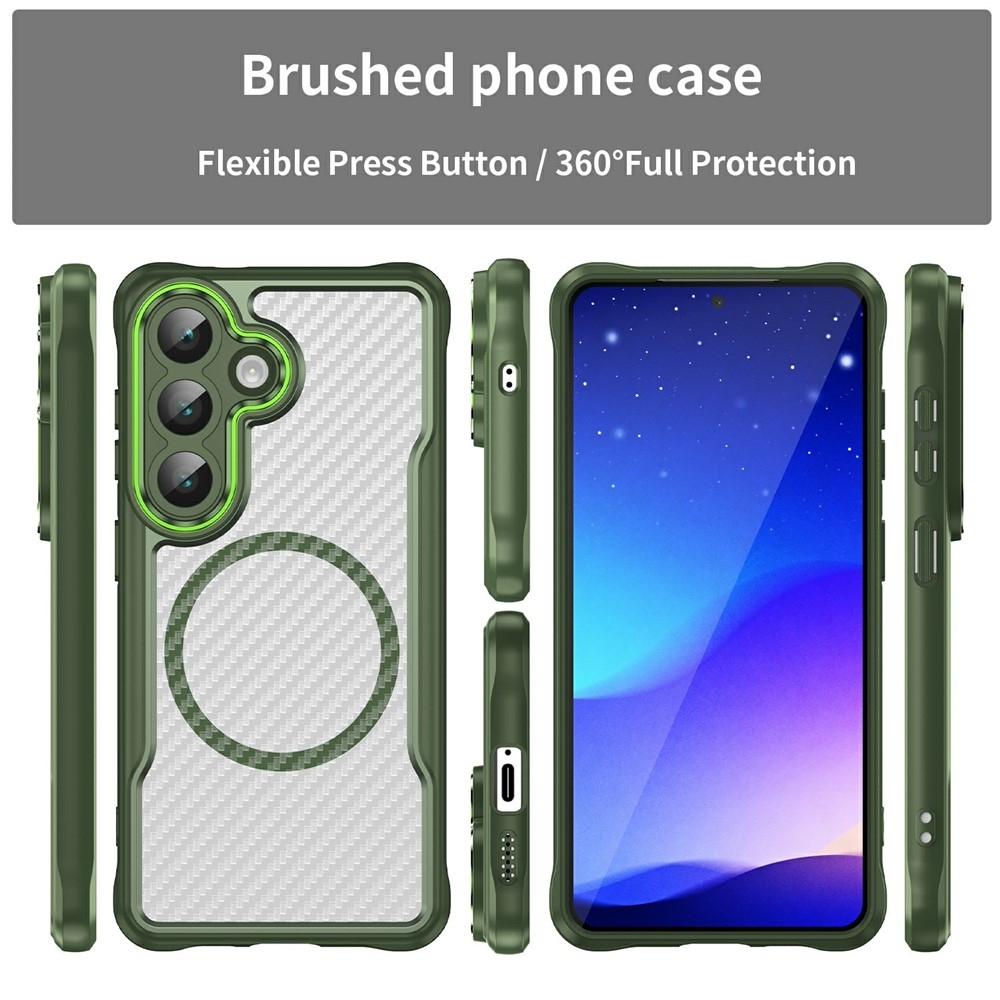 Tartós, textúrált borítás MagSafe támogatással Samsung Galaxy S26/S26 Pro készülékhez - zöld színű