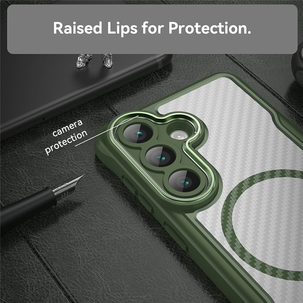 Tartós, textúrált borítás MagSafe támogatással Samsung Galaxy S26/S26 Pro készülékhez - zöld színű