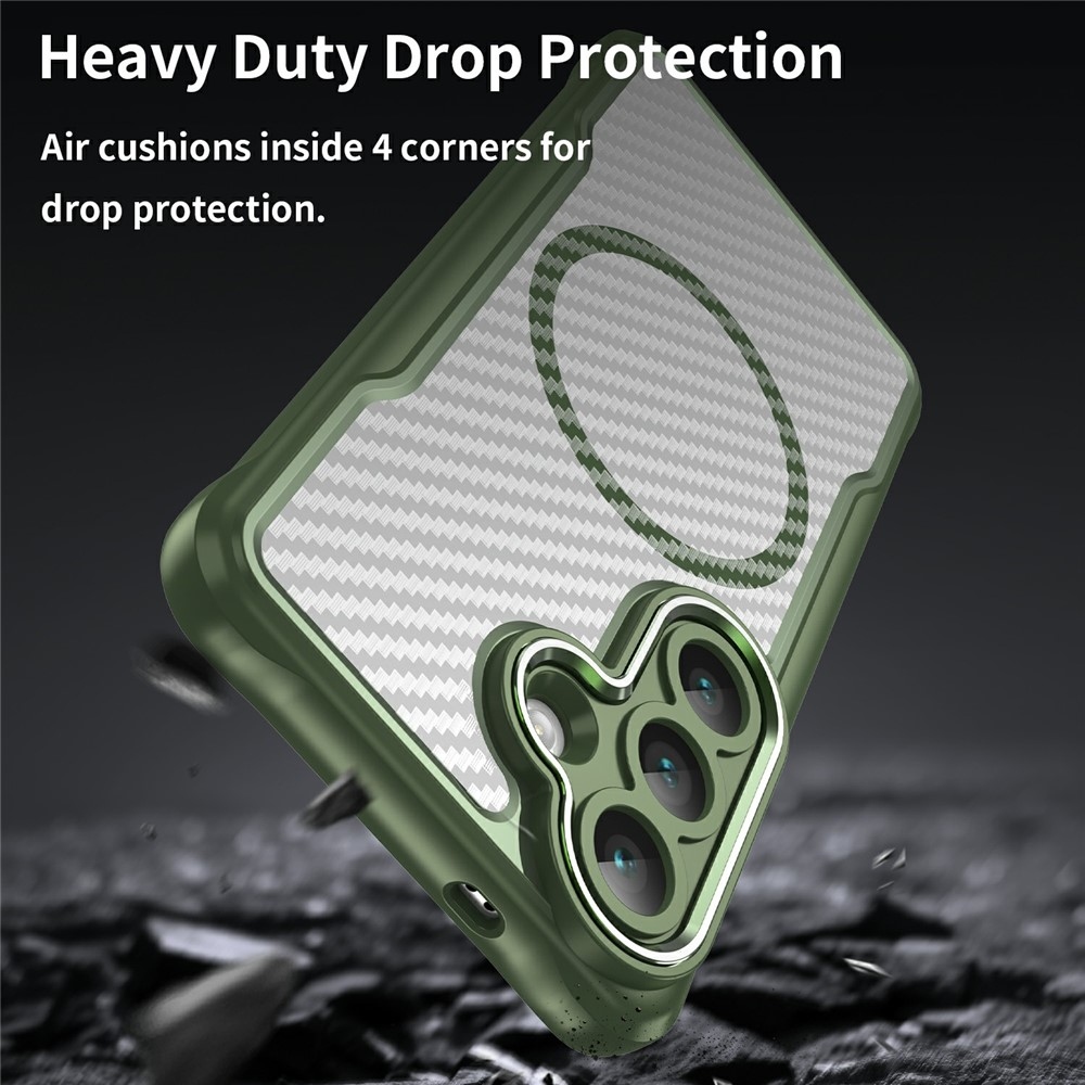 Tartós, textúrált borítás MagSafe támogatással Samsung Galaxy S26/S26 Pro készülékhez - zöld színű