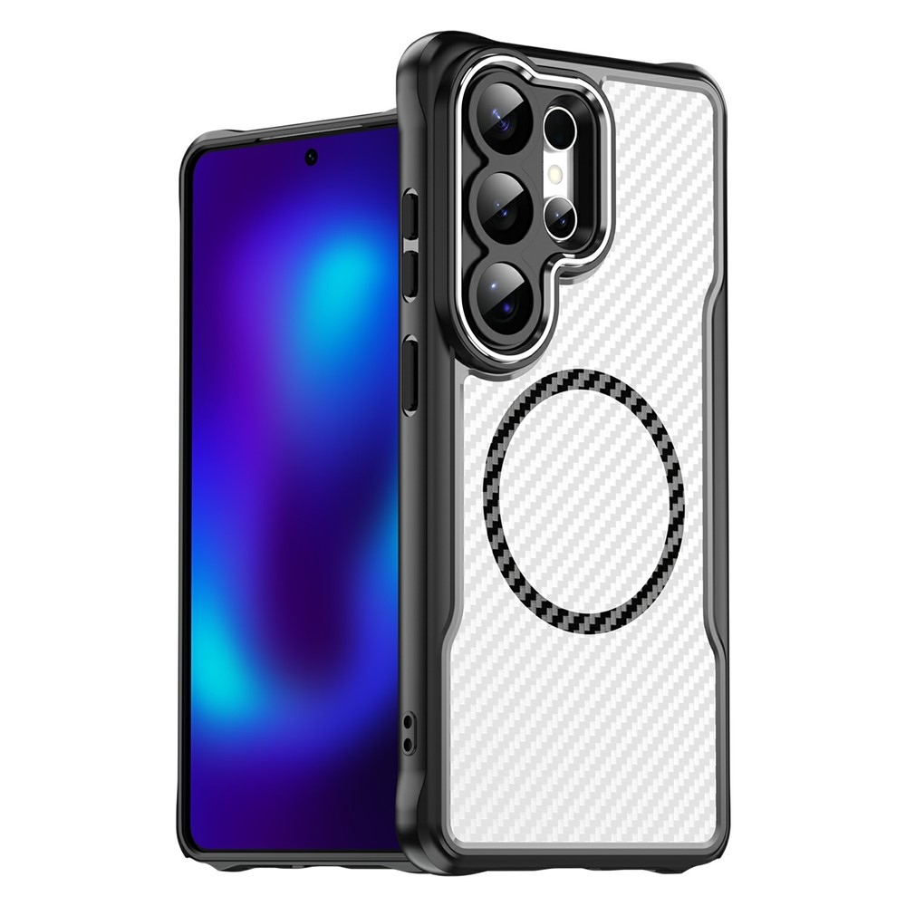 Tartós, textúrált borítás MagSafe támogatással Samsung Galaxy S26 Ultra készülékhez - fekete