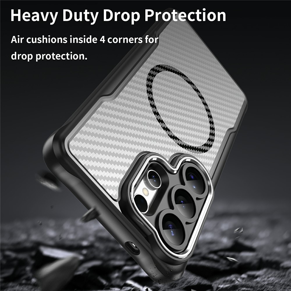 Tartós, textúrált borítás MagSafe támogatással Samsung Galaxy S26 Ultra készülékhez - fekete