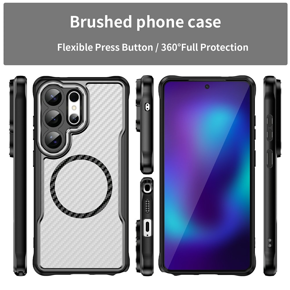 Tartós, textúrált borítás MagSafe támogatással Samsung Galaxy S26 Ultra készülékhez - fekete