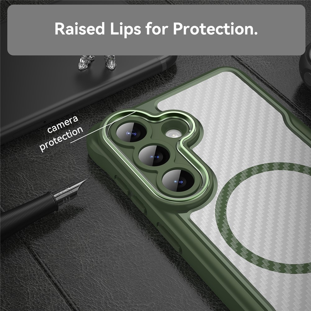 Tartós, textúrás borítás MagSafe támogatással Samsung Galaxy S26+ készülékhez - zöld