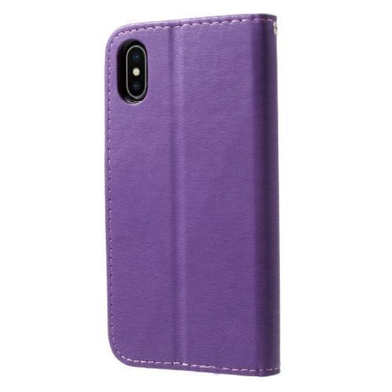 Textúrás PU bőr tok iPhone X készülékhez - lila