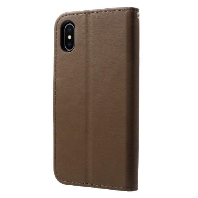 Textúrás PU bőr tok iPhone X készülékhez - barna