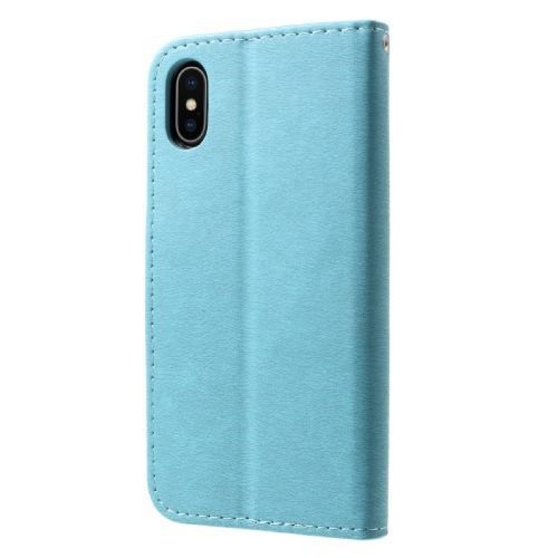 Textúrás PU bőr tok iPhone X készülékhez - kék