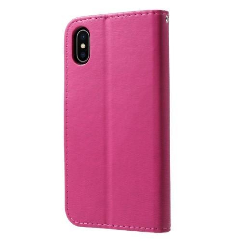 Textúrás PU bőr tok iPhone X készülékhez - rózsaszín