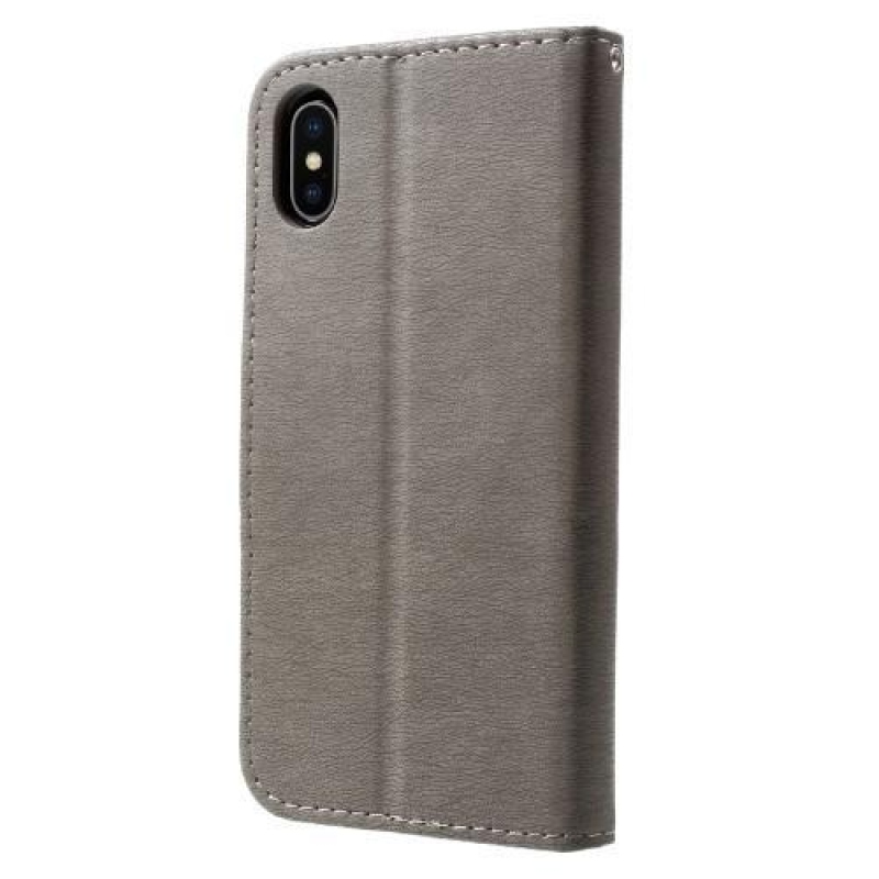 Textúrás PU bőr tok iPhone X készülékhez - szürke