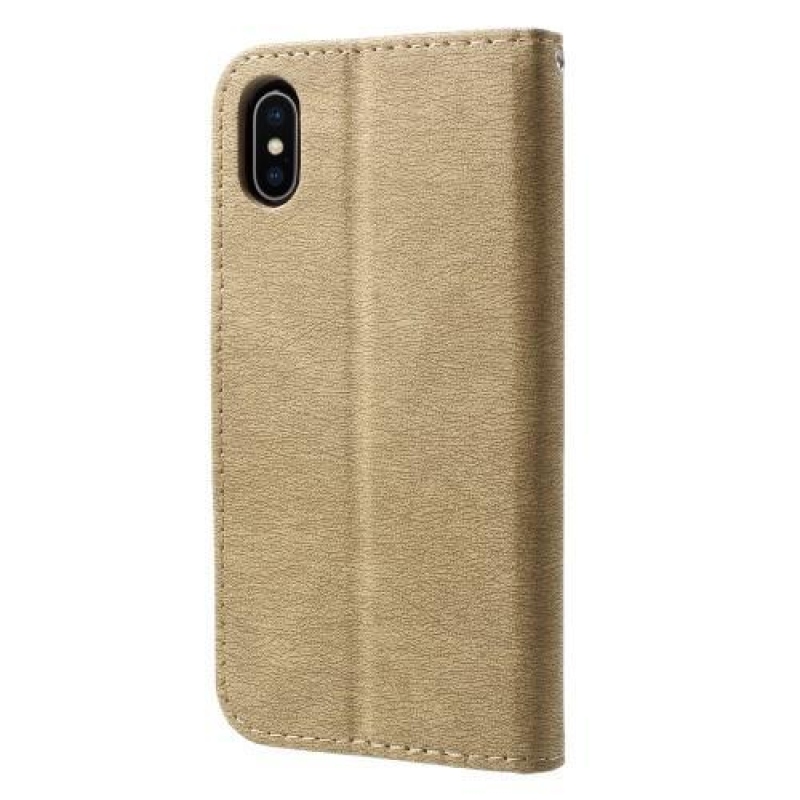 Textúrás PU bőr tok iPhone X készülékhez - arany színben