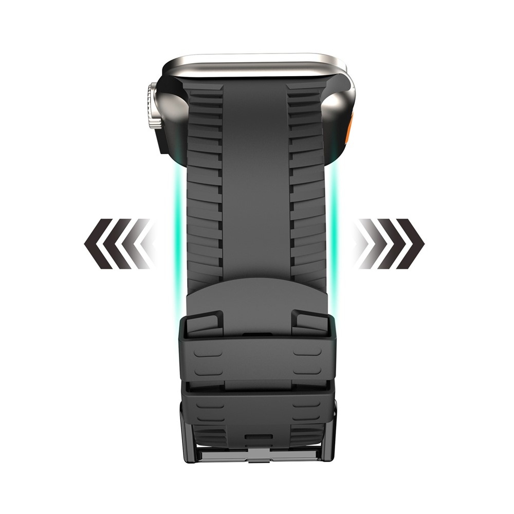 Texture szilikon karkötő az Apple Watch Ultra 4/3/2/1 49 mm-es és 12/11/10 46 mm-es modellekhez – fekete